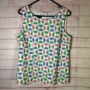 Talbots Floral MultiColor Eyelet Tank Top Side Medium